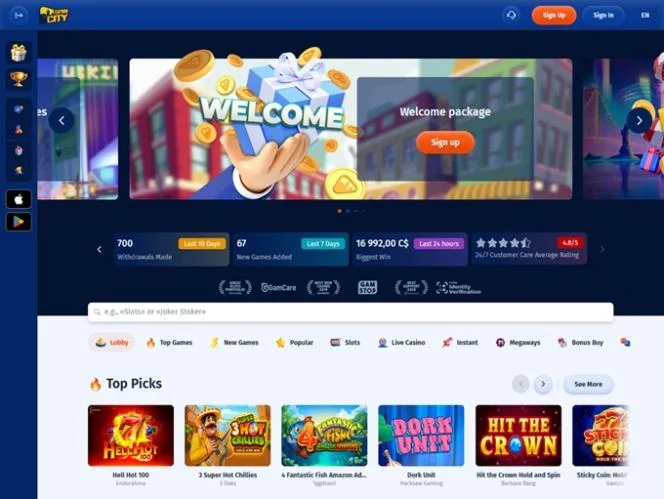 SpinCity Casino Zrzut ekranu 1