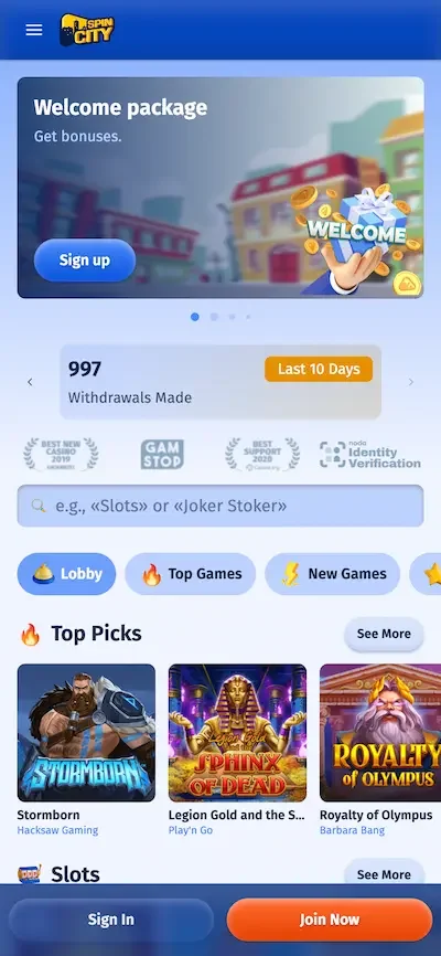 SpinCity Casino Zrzut ekranu 2